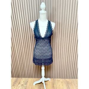 Victoria's Secret Black Lace Halter Babydoll Lingerie Medium